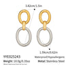 Wholesale Women's Minimalist Exaggerated Niche Geometric Oval Colorblocking Stainless Steel Earrings With Vacuum Real Gold Plating In Pvd Furnace