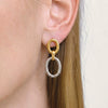 Wholesale Women's Minimalist Exaggerated Niche Geometric Oval Colorblocking Stainless Steel Earrings With Vacuum Real Gold Plating In Pvd Furnace