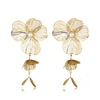 Wholesale Women's Minimalist Flower Stainless Steel Gold Plated Earrings