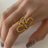 Wholesale Women's Minimalist Flowershaped Stainless Steel Ring With Pvd Furnace Vacuum Real Gold Plating