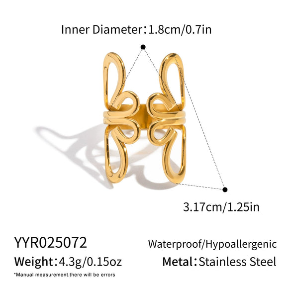 Wholesale Women's Minimalist Flowershaped Stainless Steel Ring With Pvd Furnace Vacuum Real Gold Plating