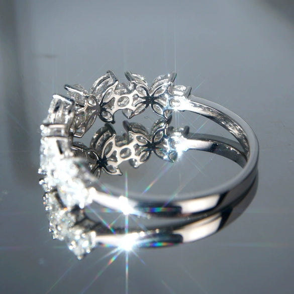 Wholesale Women's Minimalist Four Leaf Clover Zircon Copper Ring