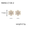 Wholesale Women's Minimalist Fresh Flower Shaped Stainless Steel Earrings With Colorful Zircon Inlay And Electroplating Treatment
