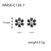 Wholesale Women's Minimalist Fresh Flower Shaped Stainless Steel Earrings With Colorful Zircon Inlay And Electroplating Treatment