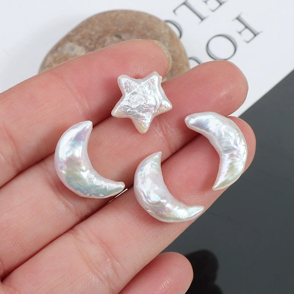 Wholesale Women's Minimalist Freshwater Pearl Earrings In Special Shape 925 Sterling Silver Star Series