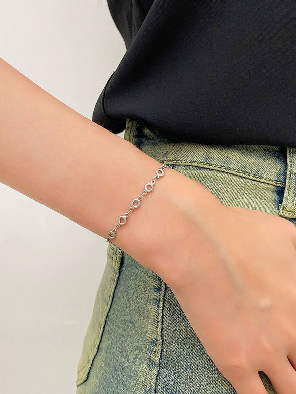 Wholesale Women's Minimalist Geometric Alloy Electroplated Ring Bracelet