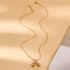 Wholesale Women's Minimalist Geometric Cherry Pendant Necklace Stainless Steel 18K Gold Electroplated Bamboo Chain Jewelry