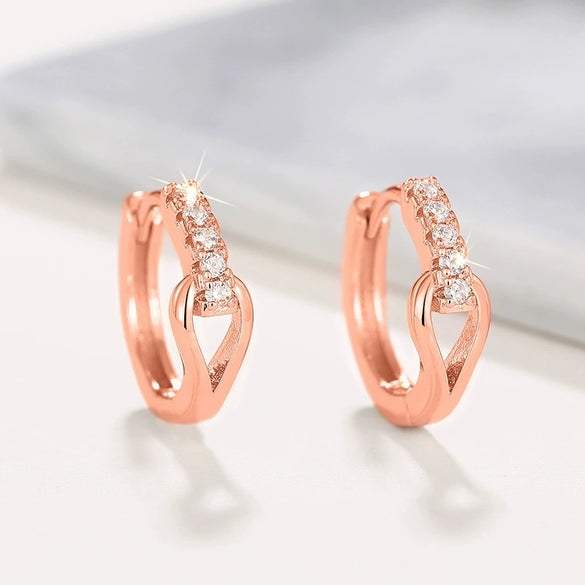 Wholesale Women's Minimalist Geometric Copper Earrings With Microembedded Zirconia