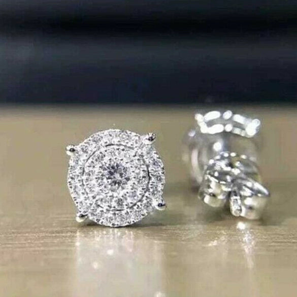 Wholesale Women's Minimalist Geometric Copper Electroplated Round Diamond Full Zircon Earrings