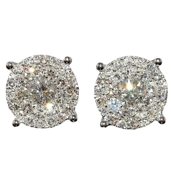 Wholesale Women's Minimalist Geometric Copper Electroplated Round Diamond Full Zircon Earrings