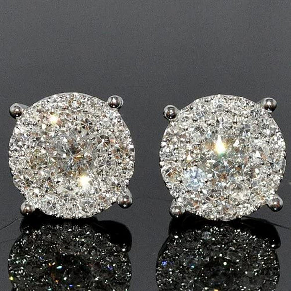 Wholesale Women's Minimalist Geometric Copper Electroplated Round Diamond Full Zircon Earrings