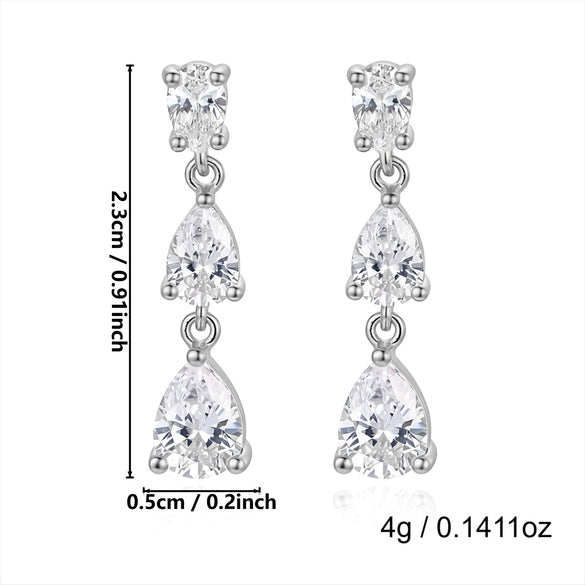 Wholesale Women's Minimalist Geometric Copper Electroplated Water Drop Zircon Earrings