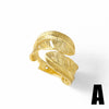 Wholesale Women's Minimalist Geometric Copper Goldplated Irregular Flower Opening Ring