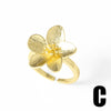 Wholesale Women's Minimalist Geometric Copper Goldplated Irregular Flower Opening Ring