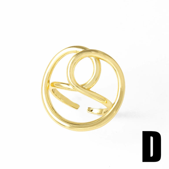 Wholesale Women's Minimalist Geometric Copper Goldplated Irregular Flower Opening Ring