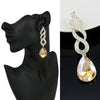 Wholesale Women's Minimalist Geometric Copper Inlaid Crystal Water Drop Earrings With Electroplating