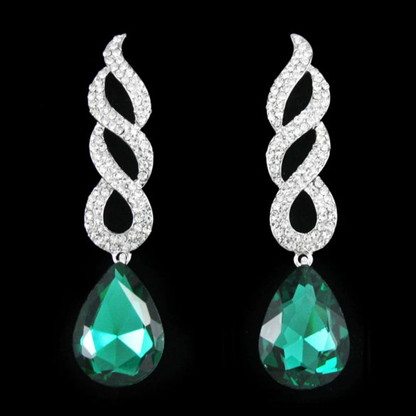 Wholesale Women's Minimalist Geometric Copper Inlaid Crystal Water Drop Earrings With Electroplating