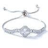 Wholesale Women's Minimalist Geometric Copper Inlaid Zircon Four Leaf Clover Bracelet Jewelry