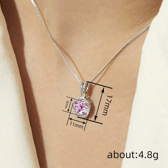 Wholesale Women's Minimalist Geometric Copper Necklace With Mixed Gemstone Pendant And Box Chain Zirconia Design