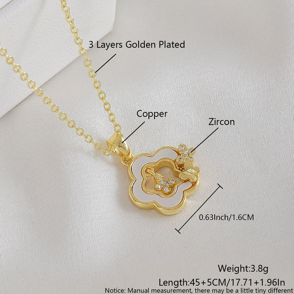 Wholesale Women's Minimalist Geometric Copper O Chain Pendant Necklace With Electroplating