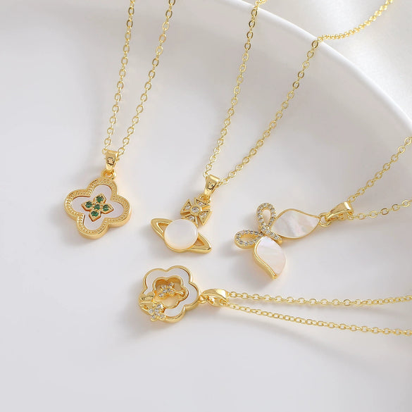 Wholesale Women's Minimalist Geometric Copper O Chain Pendant Necklace With Electroplating