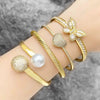 Wholesale Women's Minimalist Geometric Copper Pearl Gold Plated Butterfly Love Bracelet
