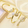 Wholesale Women's Minimalist Geometric Copper Pearl Gold Plated Butterfly Love Bracelet