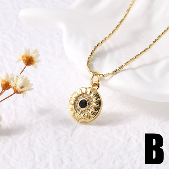Wholesale Women's Minimalist Geometric Copper Pendant Necklace With Bamboo Chain And 18K Gold Electroplated Treatment