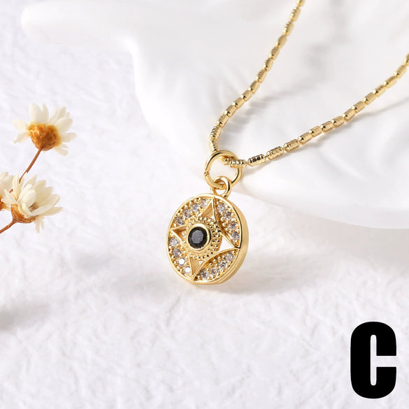 Wholesale Women's Minimalist Geometric Copper Pendant Necklace With Bamboo Chain And 18K Gold Electroplated Treatment