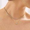 Wholesale Women's Minimalist Geometric Copper Pendant Necklace With Mixed Gemstone Inlay And O Chain