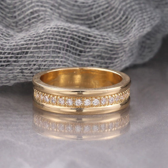 Wholesale Women's Minimalist Geometric Copper Ring Jewelry With Zircon Design