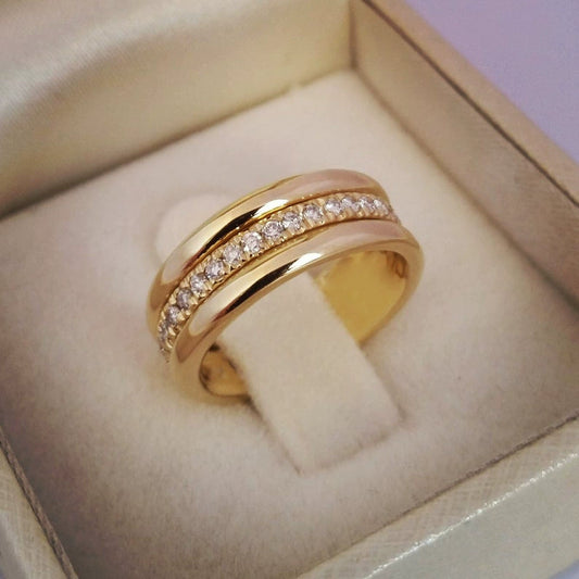 Wholesale Women's Minimalist Geometric Copper Ring Jewelry With Zircon Design