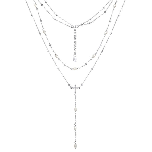 Wholesale Women's Minimalist Geometric Cross Chain 925 Silver Electroplated Pendant Necklace