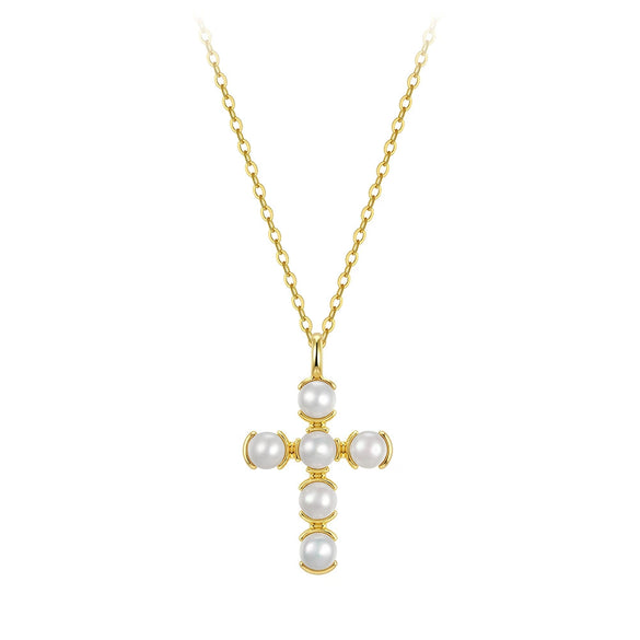 Wholesale Women's Minimalist Geometric Crossshaped 925 Silver Electroplated Necklace
