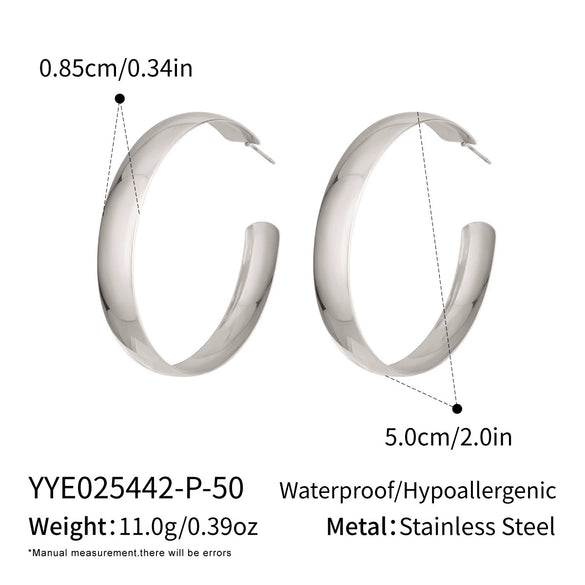 Wholesale Women's Minimalist Geometric Cshaped Stainless Steel Earrings With Vacuum Real Gold Plating