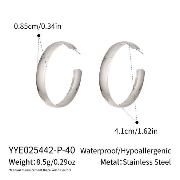 Wholesale Women's Minimalist Geometric Cshaped Stainless Steel Earrings With Vacuum Real Gold Plating