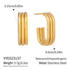 Wholesale Women's Minimalist Geometric Cshaped Stud Earrings Stainless Steel Pvd Furnace Vacuum Real Gold Plated