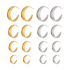 Wholesale Women's Minimalist Geometric Cshaped Wide Hoop Stainless Steel Earrings With Vacuum Real Gold Plating
