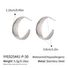 Wholesale Women's Minimalist Geometric Cshaped Wide Hoop Stainless Steel Earrings With Vacuum Real Gold Plating
