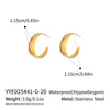 Wholesale Women's Minimalist Geometric Cshaped Wide Hoop Stainless Steel Earrings With Vacuum Real Gold Plating