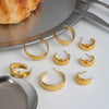 Wholesale Women's Minimalist Geometric Cshaped Wide Hoop Stainless Steel Earrings With Vacuum Real Gold Plating