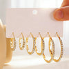 Wholesale Women's Minimalist Geometric Diamond Iron Earrings With 14K Gold Ear Needles Set Of 3 Pairs