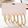 Wholesale Women's Minimalist Geometric Diamond Iron Earrings With 14K Gold Ear Needles Set Of 3 Pairs