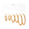 Wholesale Women's Minimalist Geometric Diamond Iron Earrings With 14K Gold Ear Needles Set Of 3 Pairs
