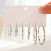 Wholesale Women's Minimalist Geometric Diamond Iron Earrings With 14K Gold Ear Needles Set Of 3 Pairs
