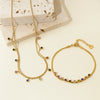 Wholesale Women's Minimalist Geometric Diamondencrusted Titanium Steel Necklace And Bracelet Set With Electroplating