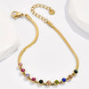 Wholesale Women's Minimalist Geometric Diamondencrusted Titanium Steel Necklace And Bracelet Set With Electroplating