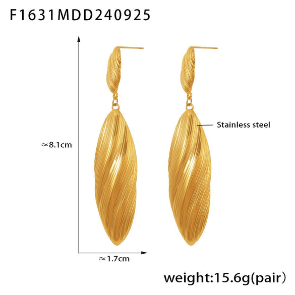 Wholesale Women's Minimalist Geometric Ferris Wheel Long Drop Stainless Steel 18K Gold Pvd Plated Earrings