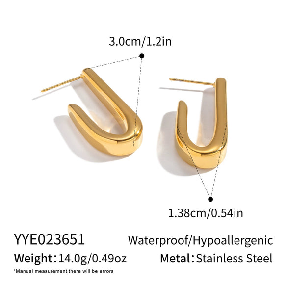 Wholesale Women's Minimalist Geometric Fishhookshaped Stainless Steel Earrings With Vacuum Real Gold Plating