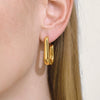 Wholesale Women's Minimalist Geometric Fishhookshaped Stainless Steel Earrings With Vacuum Real Gold Plating
